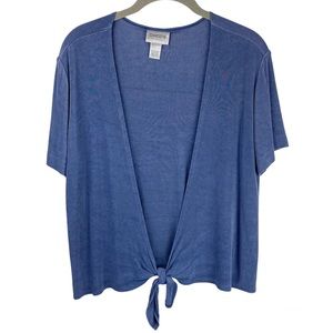 Chico’s Travelers Top Sz Medium Blue Periwinkle Tie Front